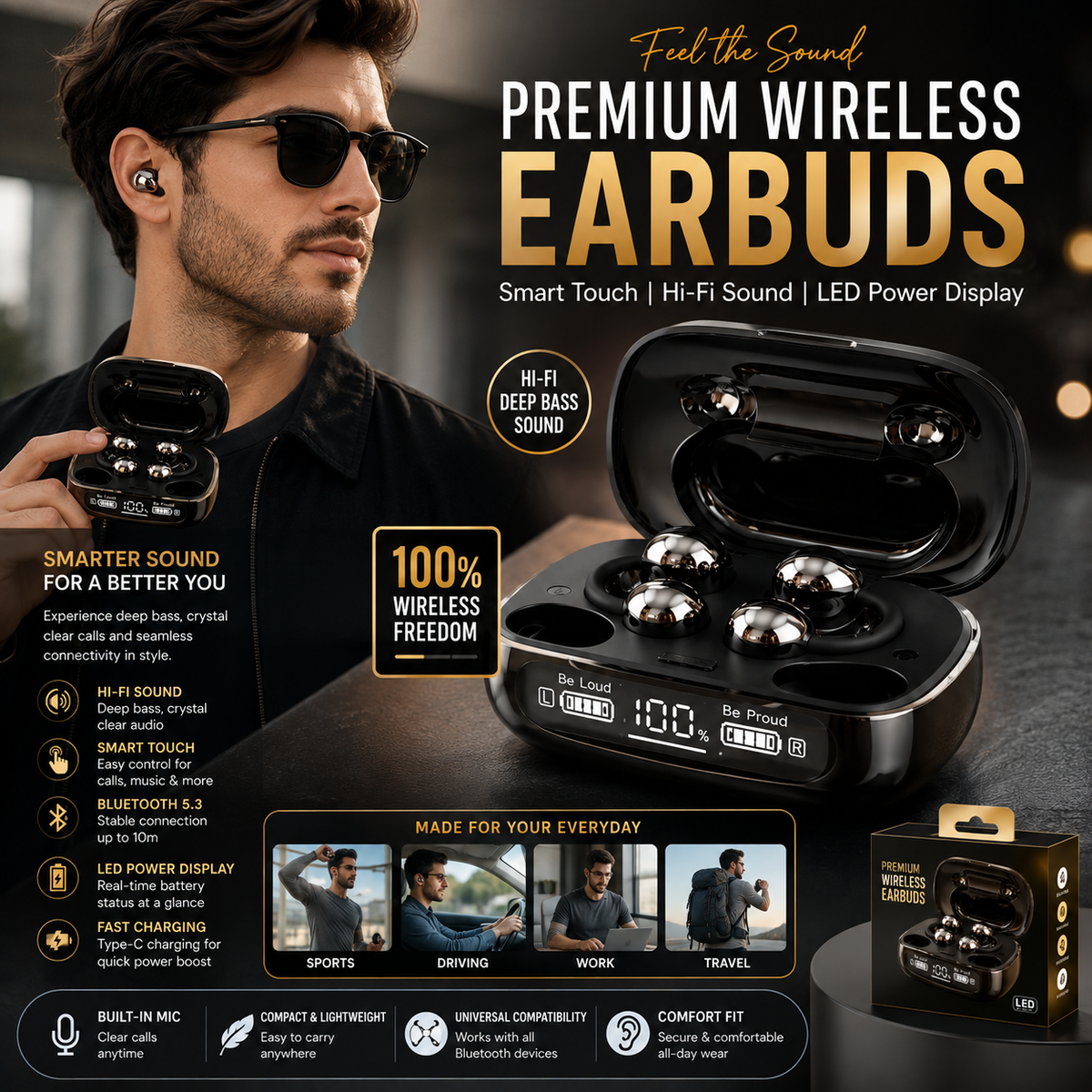 6.0 Clip-On & In-Ear Wireless Earbuds